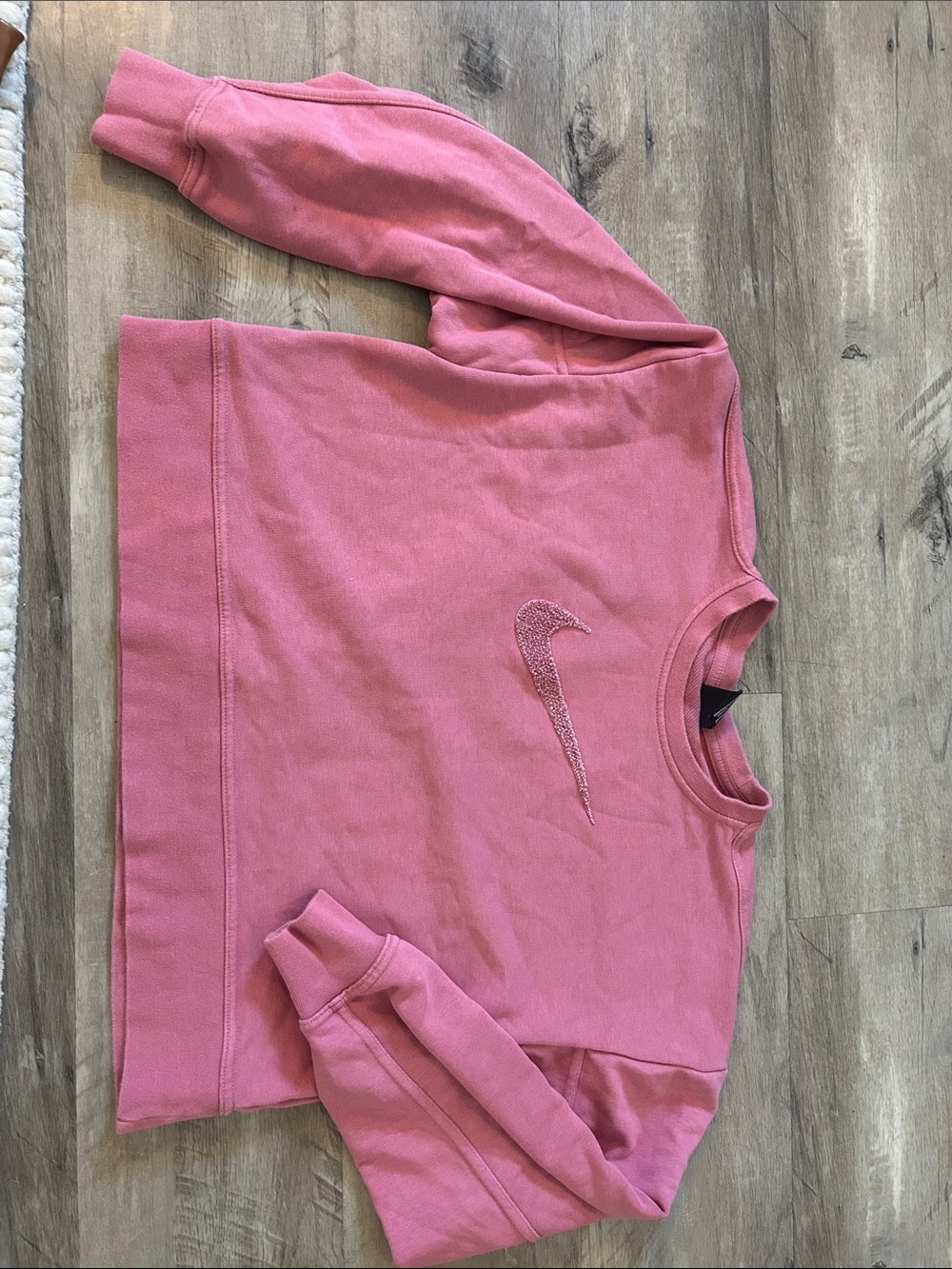 Nike Pink Crew Sweatshirt with Textured Swoosh